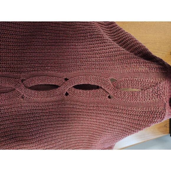 Express SMALL red/pink knit Sweater. Hi-low, Long Sleeve and Cut Out back - Picture 7 of 7